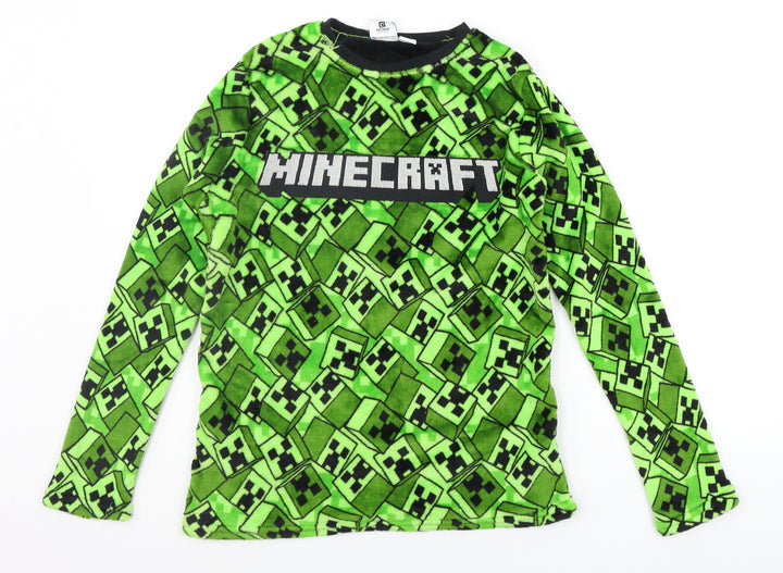 Primark Girls Green Solid Top Pyjama Top Size 13-14 Years - MINECRAFT