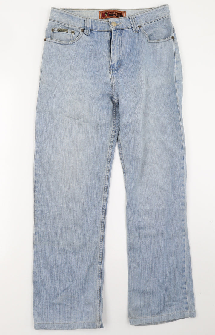 bigreoss Mens Blue Denim Straight Jeans Size 24 L34 in