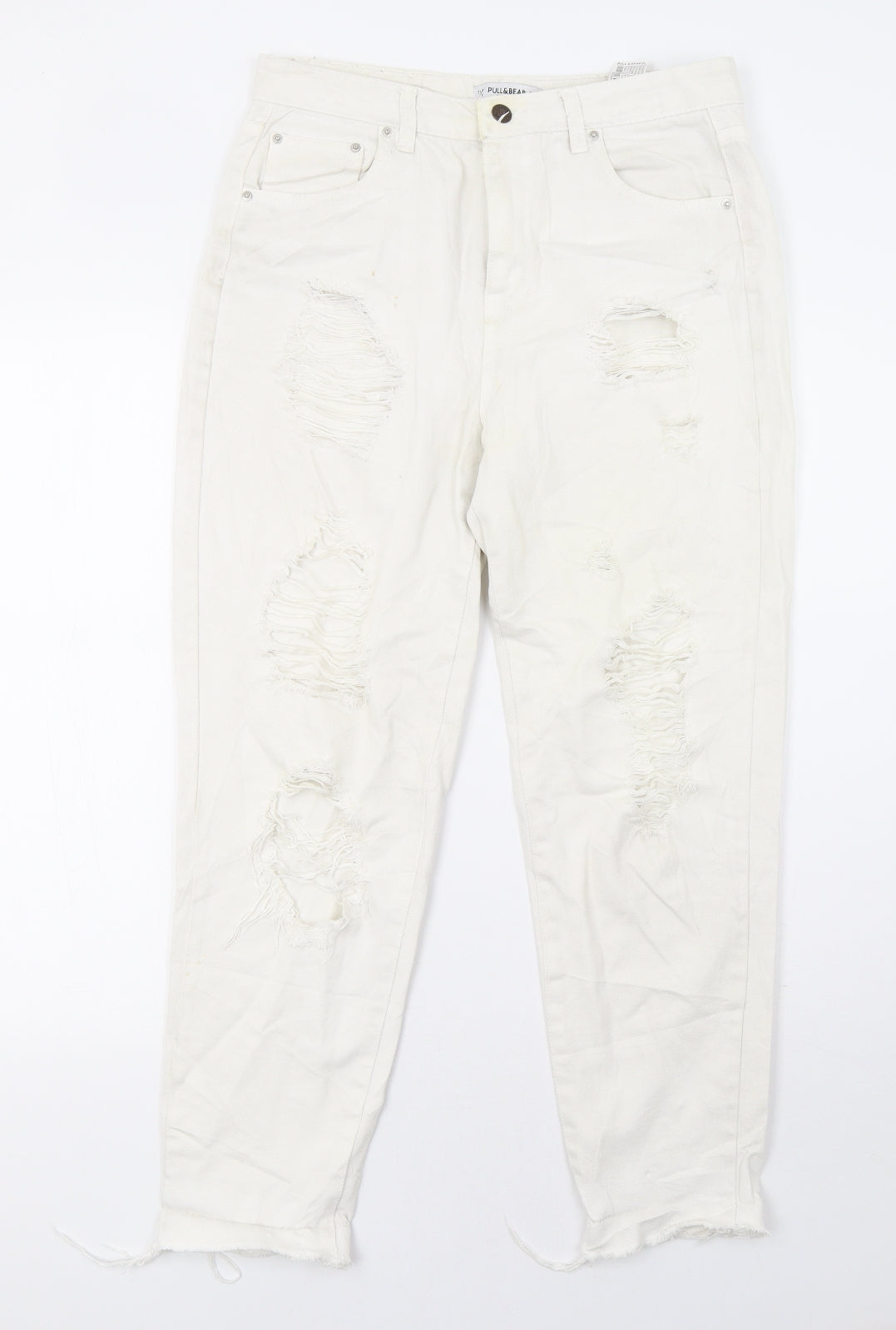 Pull&Bear Womens White  Denim Mom Jeans Size 12 L29 in