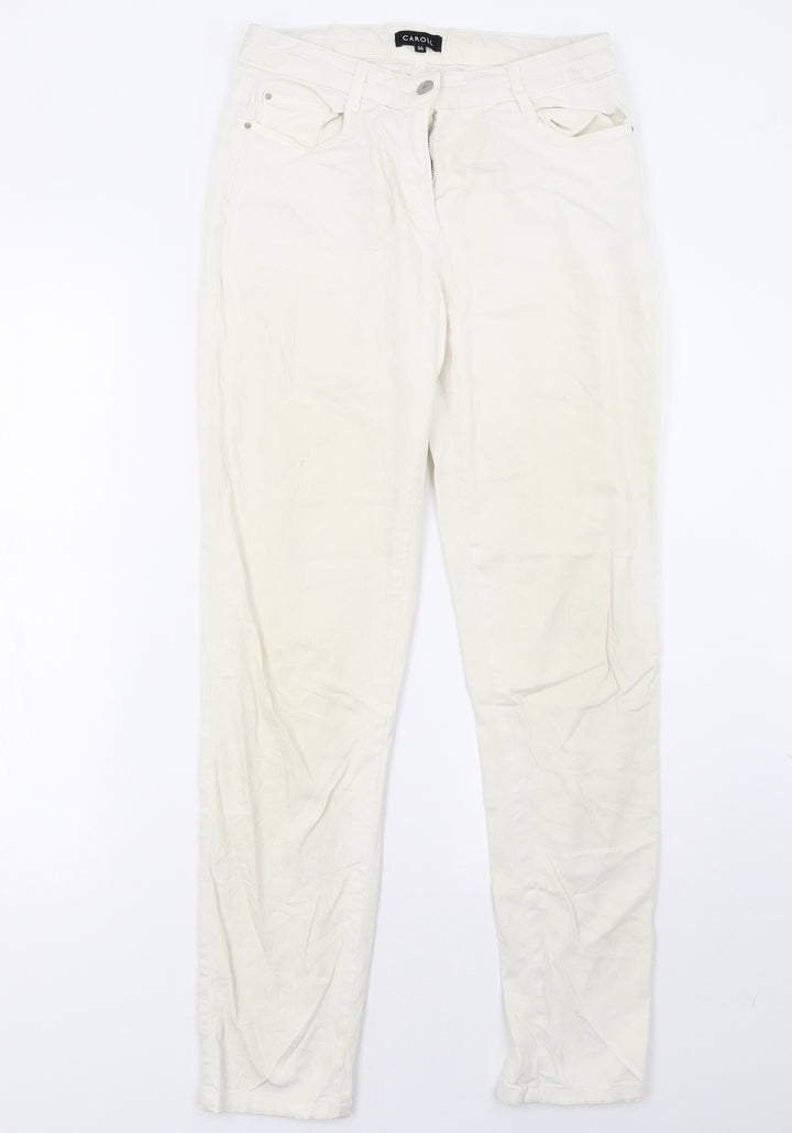 Caroll Womens White Denim Straight Jeans Size 10