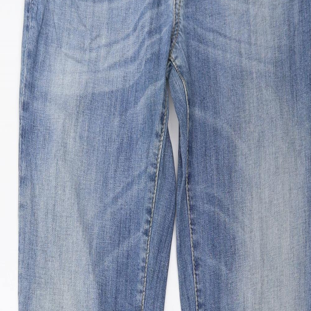 playlife Womens Blue  Denim Straight Jeans Size 12 L35 in