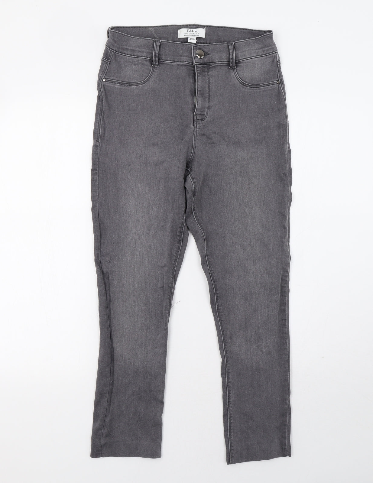 Dorothy Perkins Womens Grey  Denim Straight Jeans Size 12 L28 in