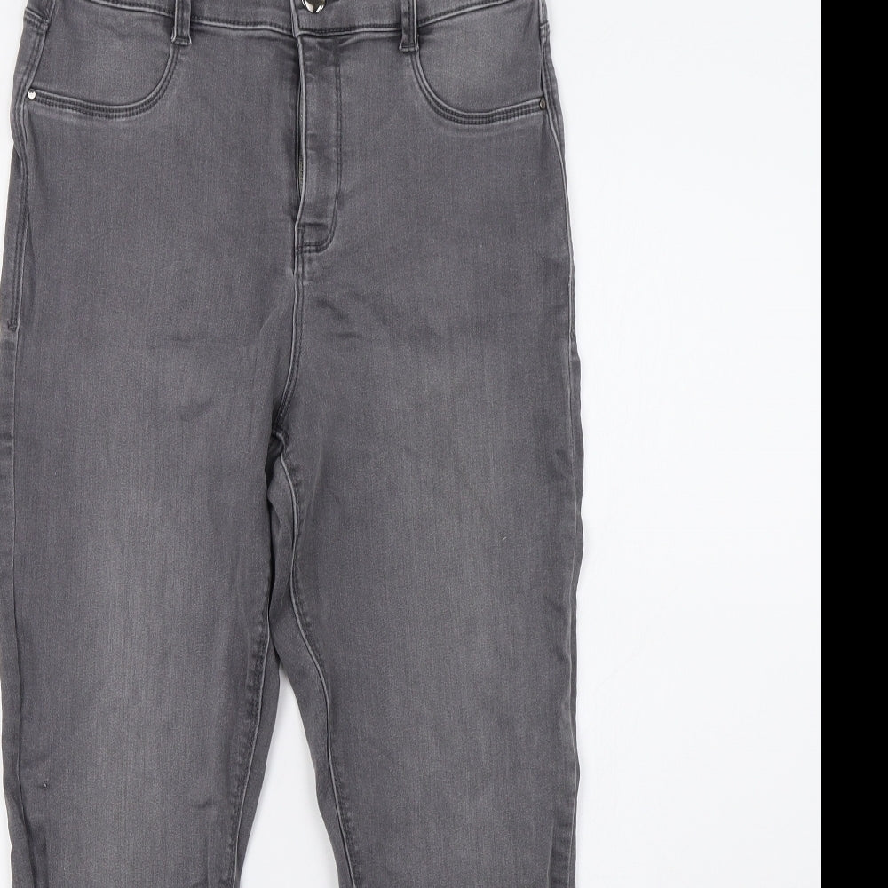 Dorothy Perkins Womens Grey  Denim Straight Jeans Size 12 L28 in