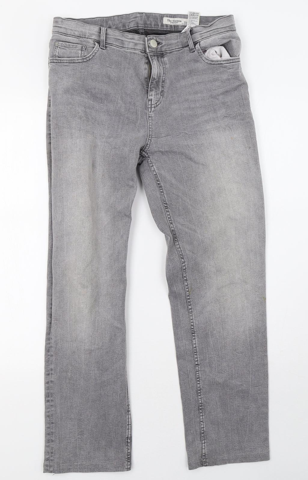Marks and Spencer Womens Grey  Denim Straight Jeans Size 14 L30 in