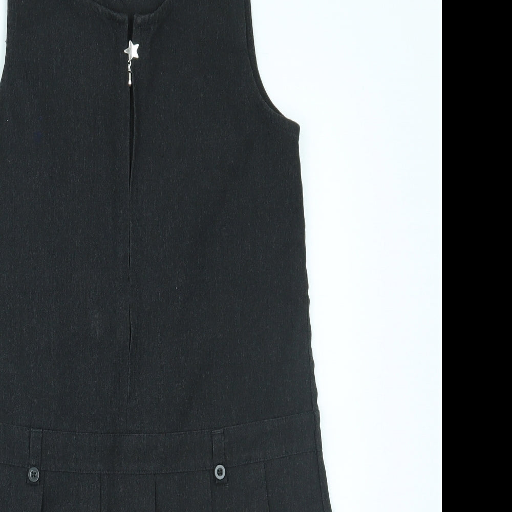 F&F Girls Grey   Pinafore/Dungaree Dress  Size 9-10 Years  - SCHOOOL WEAR