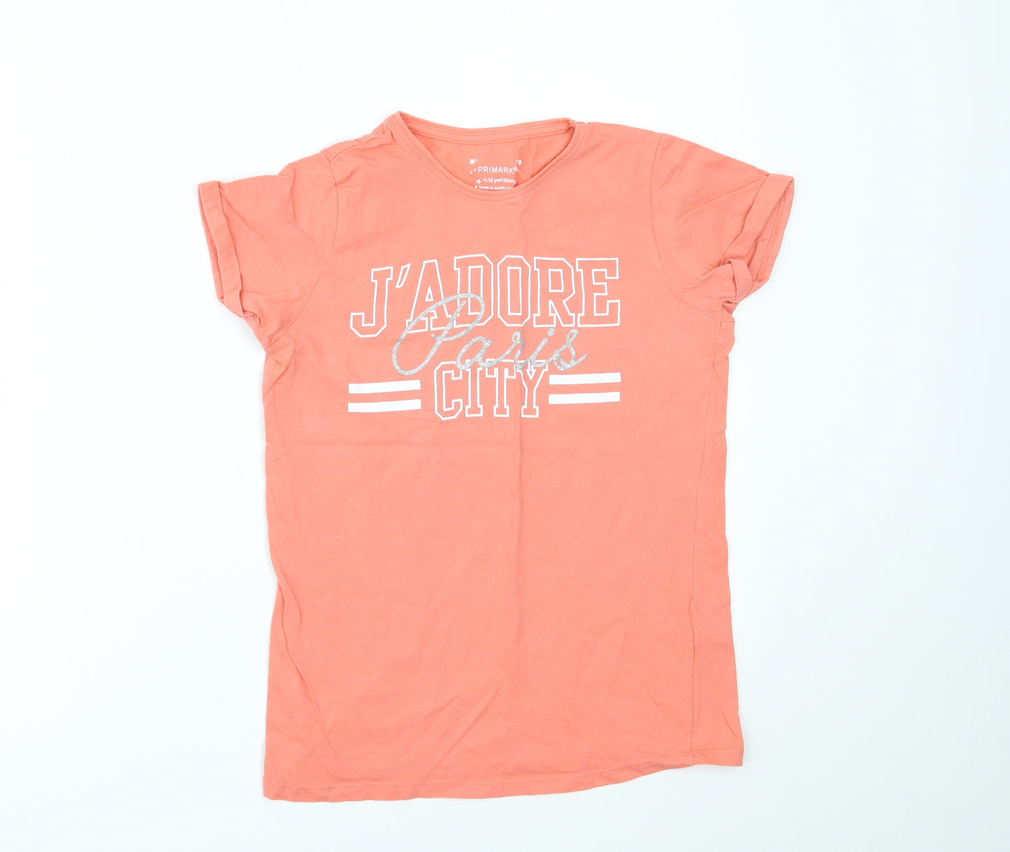 Primark Girls Pink   Basic T-Shirt Size 11-12 Years