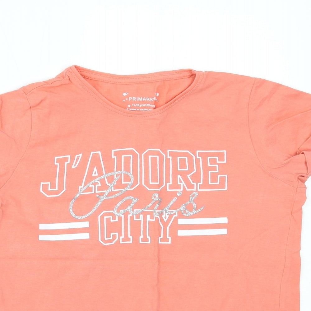 Primark Girls Pink   Basic T-Shirt Size 11-12 Years