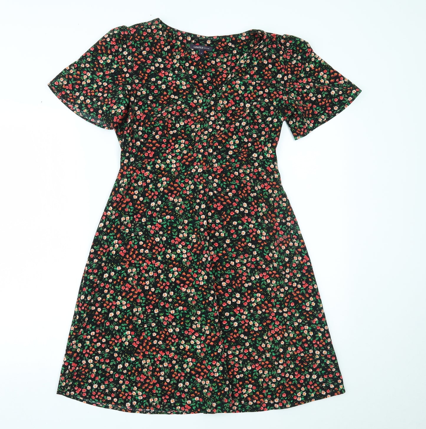 Marks and Spencer Womens Black Floral  Fit & Flare  Size 8