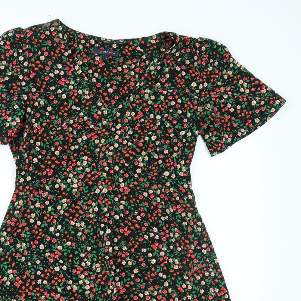 Marks and Spencer Womens Black Floral  Fit & Flare  Size 8