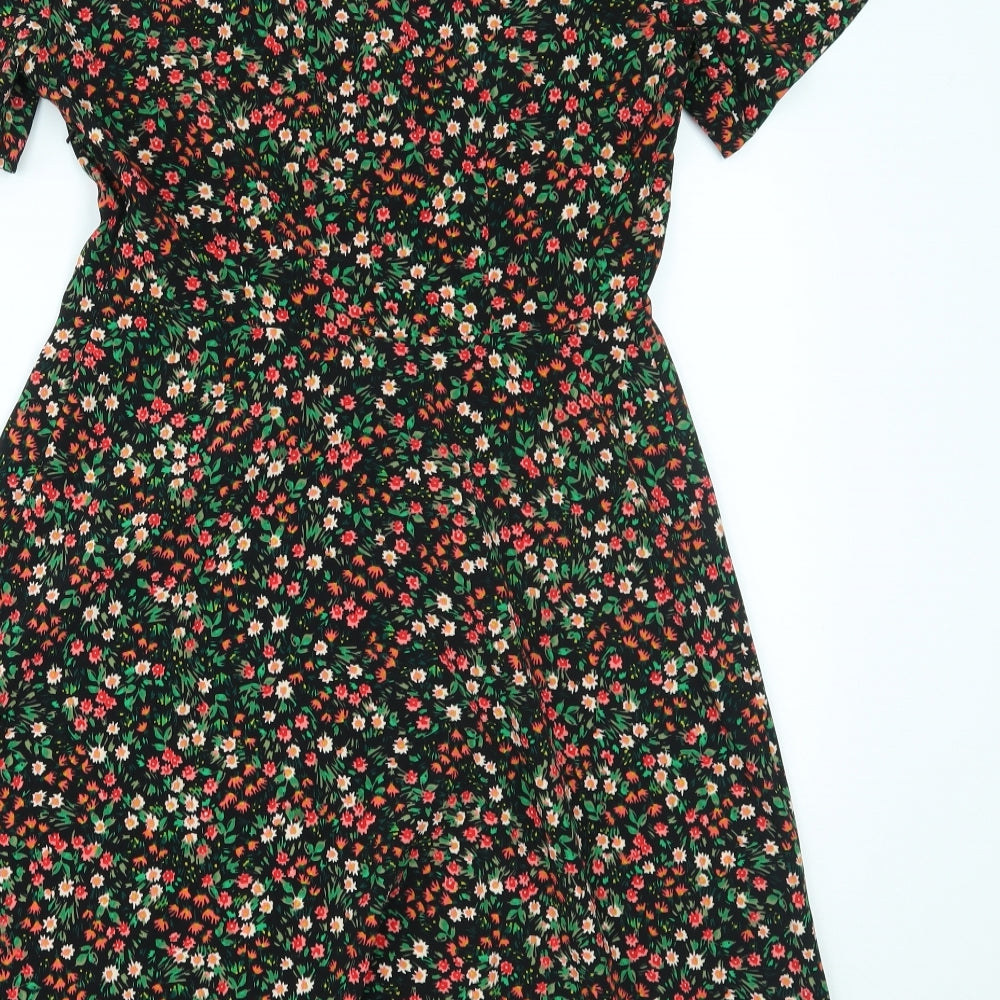 Marks and Spencer Womens Black Floral  Fit & Flare  Size 8