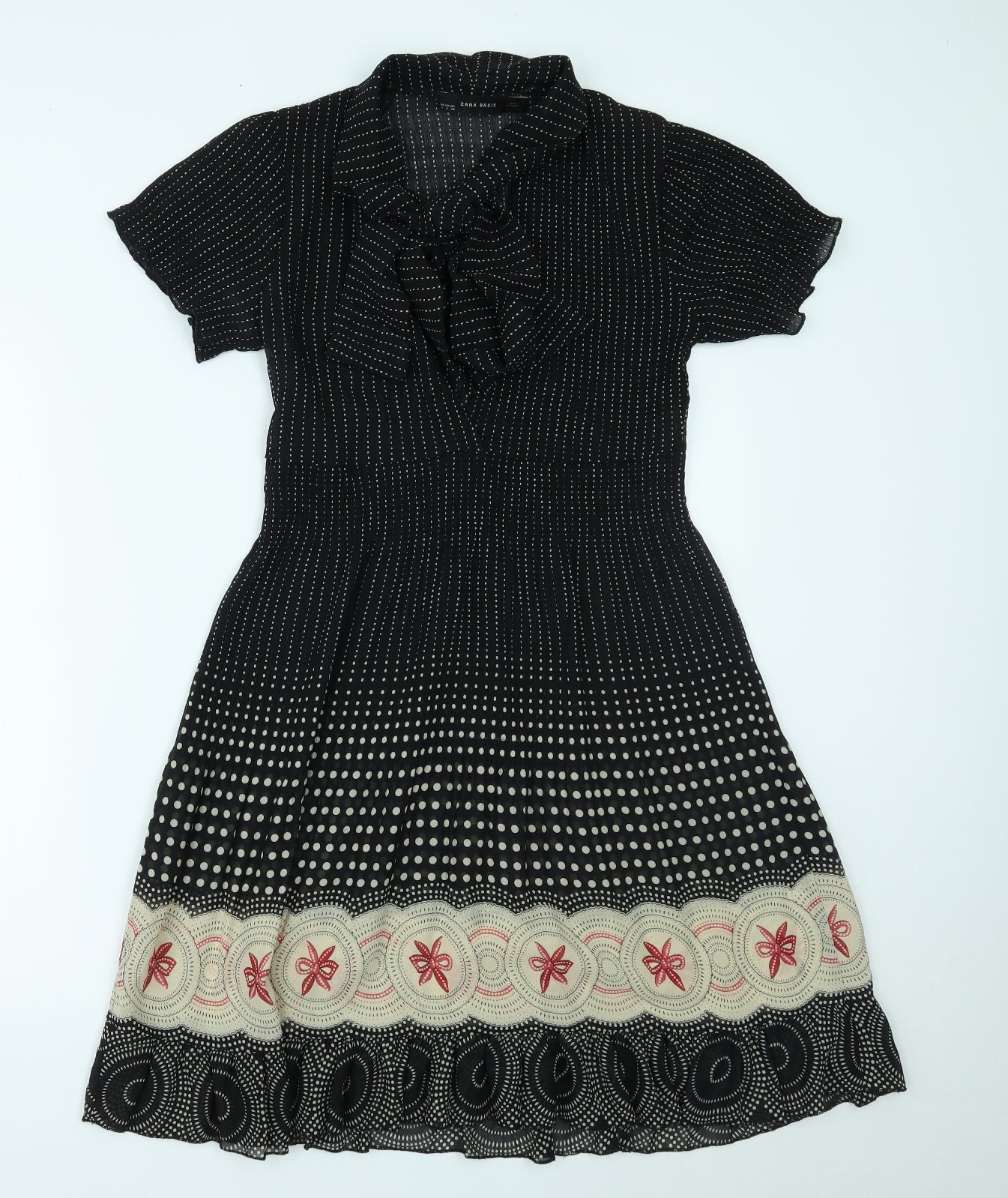 Zara Womens Black Polka Dot  Fit & Flare  Size S