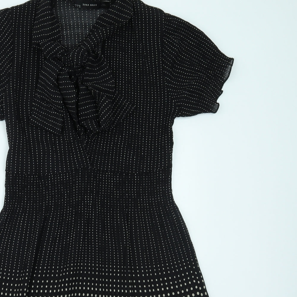 Zara Womens Black Polka Dot  Fit & Flare  Size S