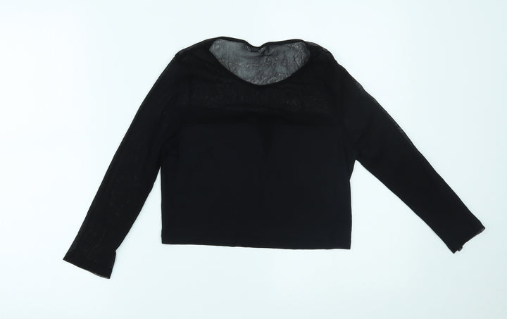 Topshop Womens Black Cropped Blouse Size 10