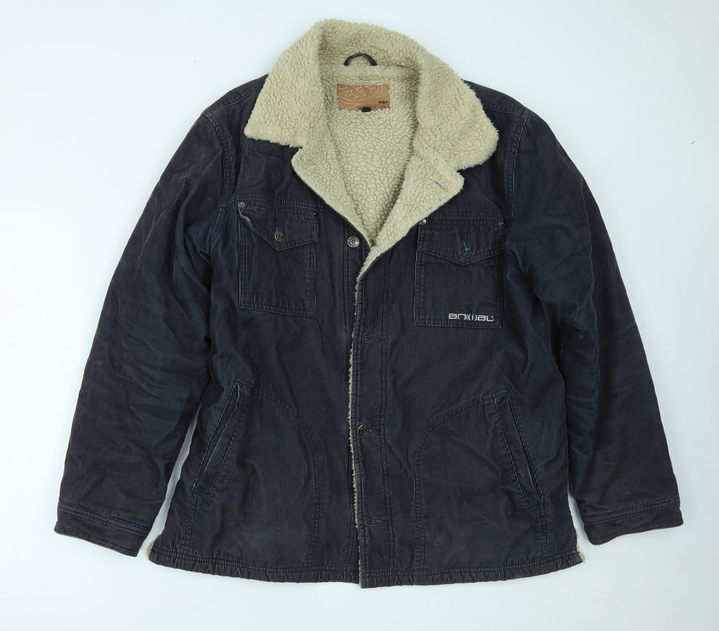 Animal Womens Blue   Overcoat Coat Size M