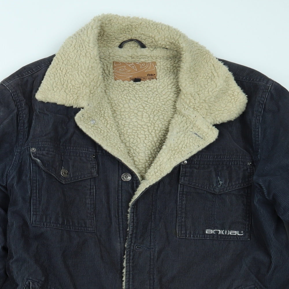 Animal Womens Blue   Overcoat Coat Size M