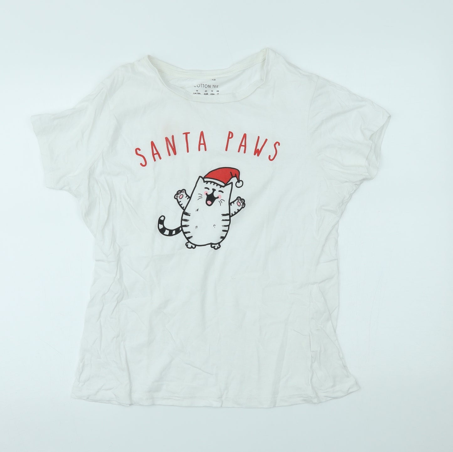 Primark Womens White   Basic T-Shirt Size 16  - christmas
