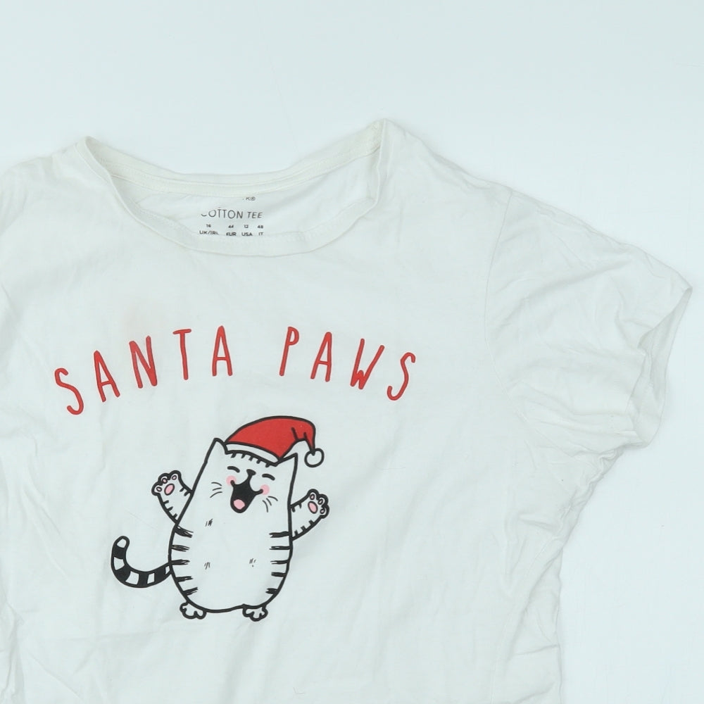 Primark Womens White   Basic T-Shirt Size 16  - christmas