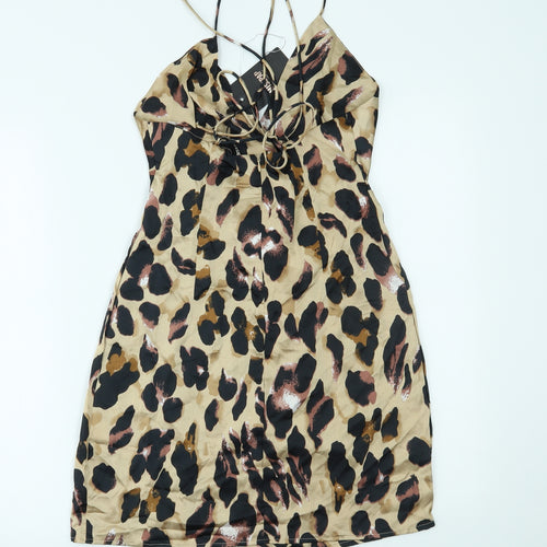 Misspap Womens Brown Animal Print  Slip Dress  Size 10