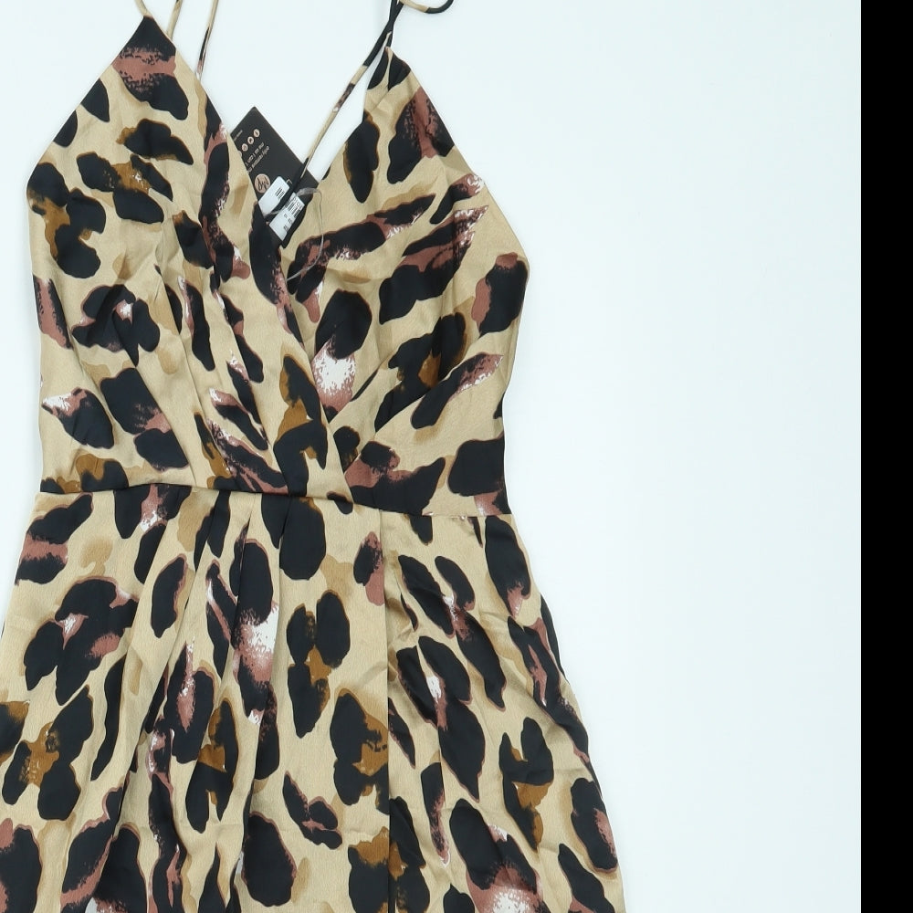 Misspap Womens Brown Animal Print  Slip Dress  Size 10