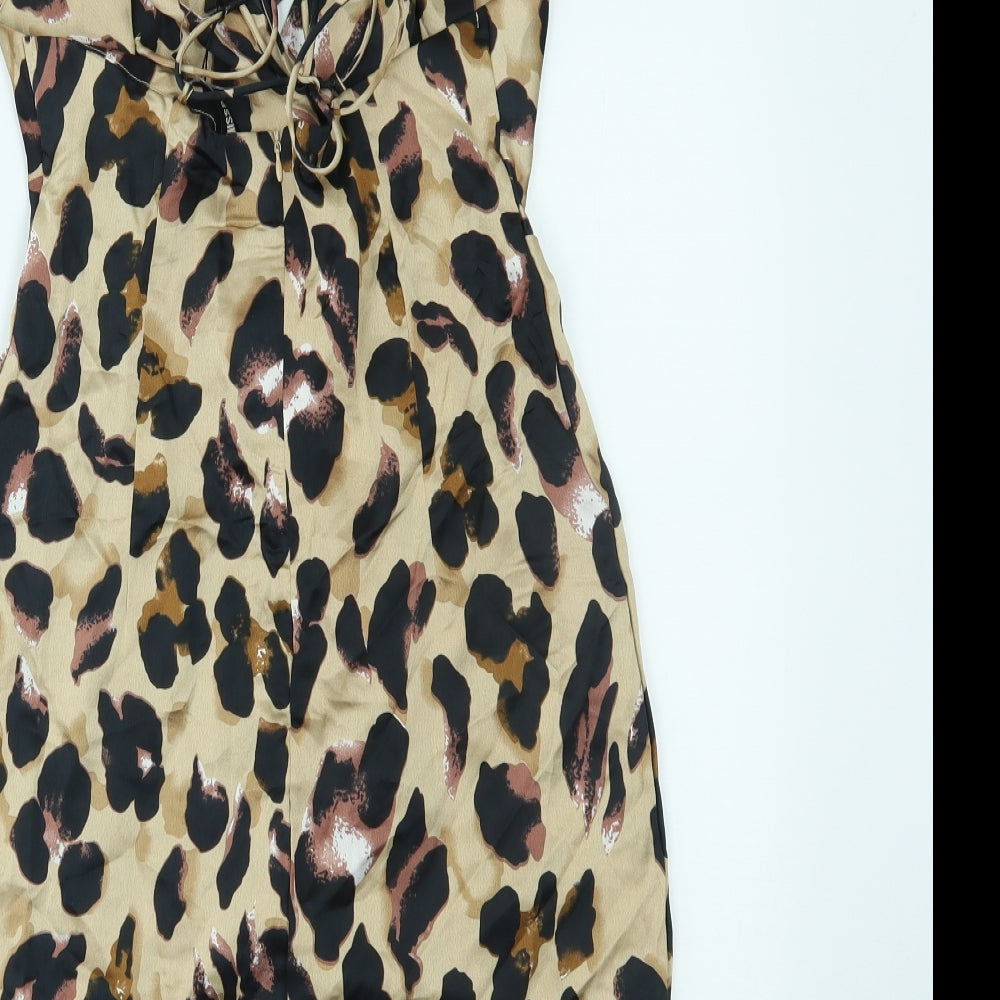 Misspap Womens Brown Animal Print  Slip Dress  Size 10
