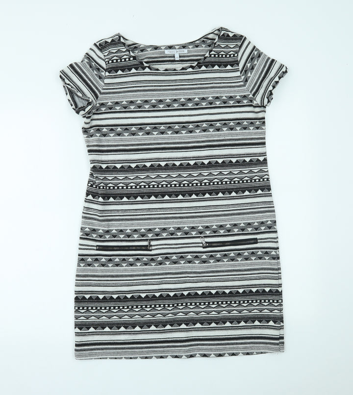 NEXT Womens Grey Geometric T-Shirt Dress Size 10