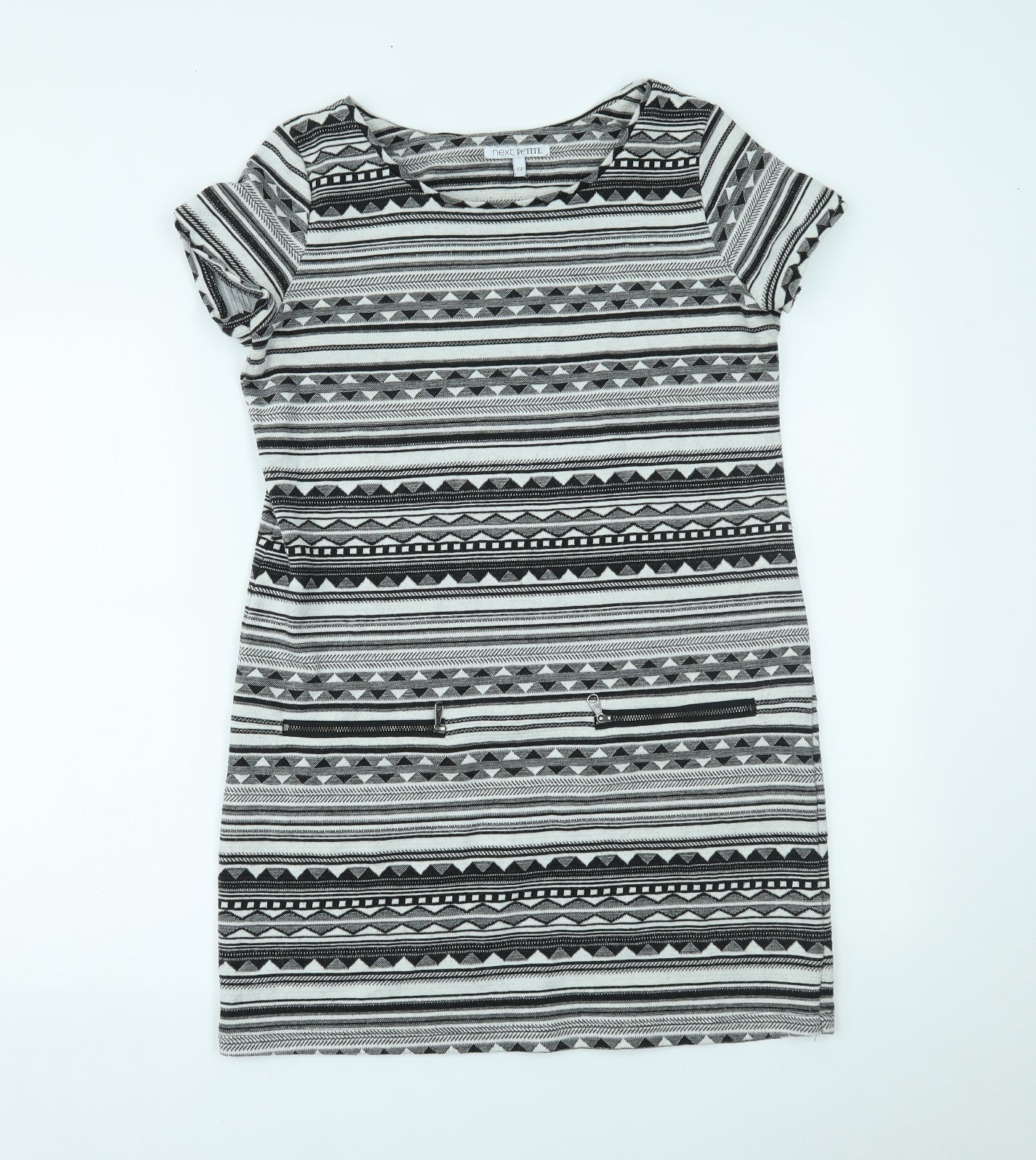 NEXT Womens Grey Geometric  T-Shirt Dress  Size 10