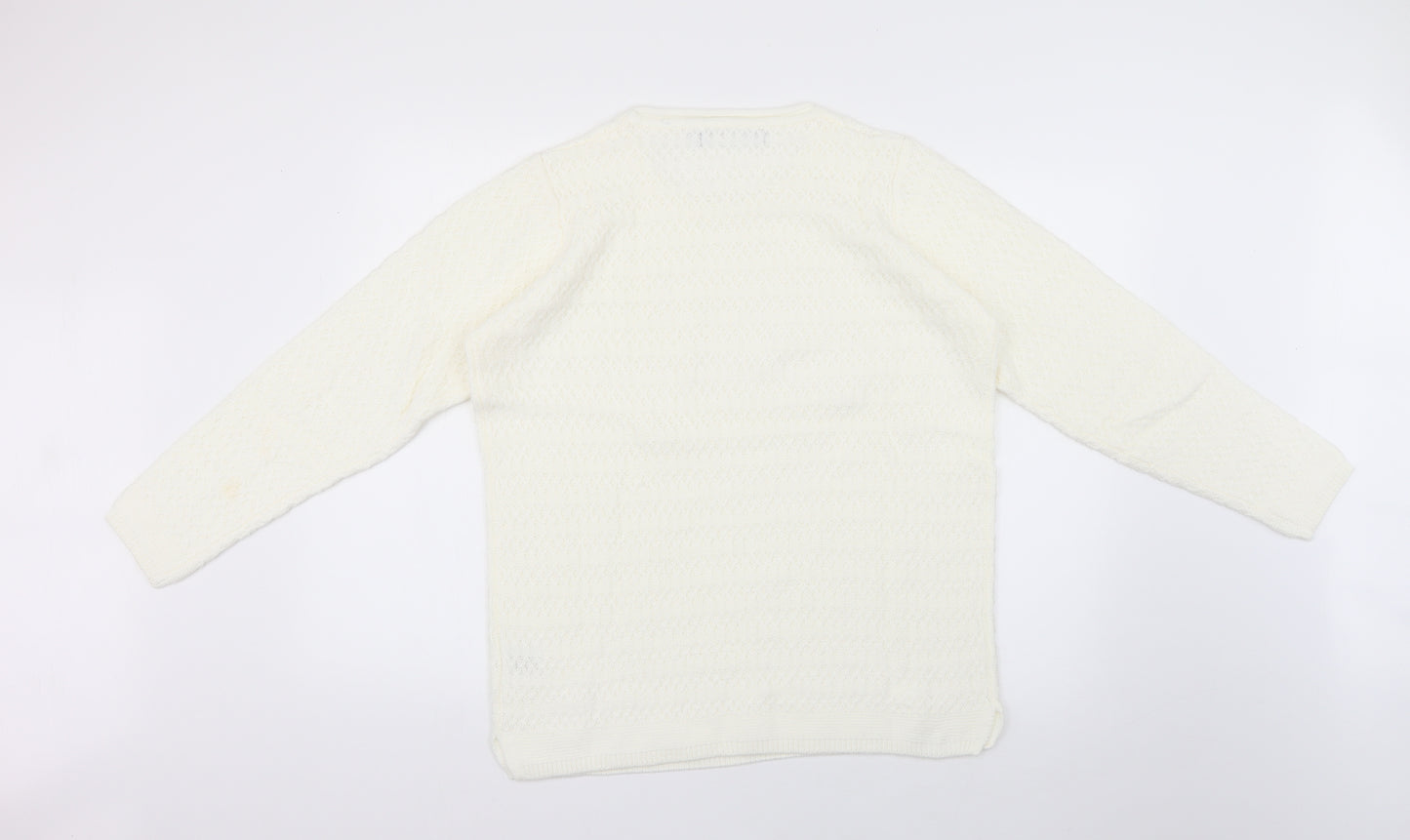 isle Womens White   Pullover Jumper Size 14
