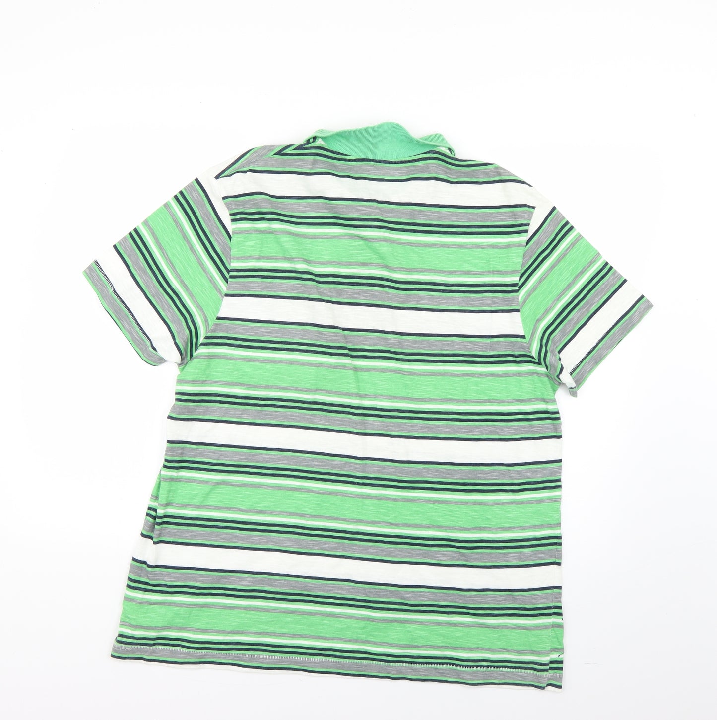 Preworn Mens Green Striped   Polo Size L