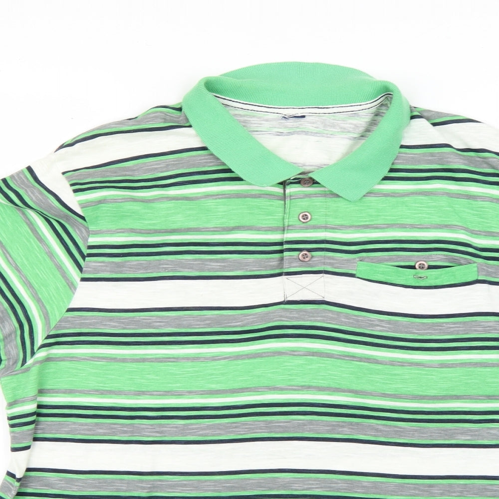 Preworn Mens Green Striped   Polo Size L