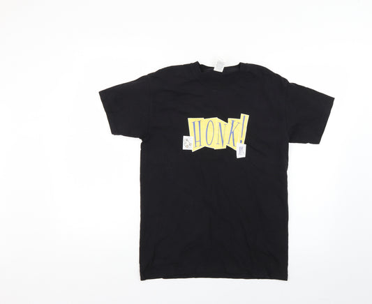 Front view of Fruit of the Loom men’s black t-shirt, size S