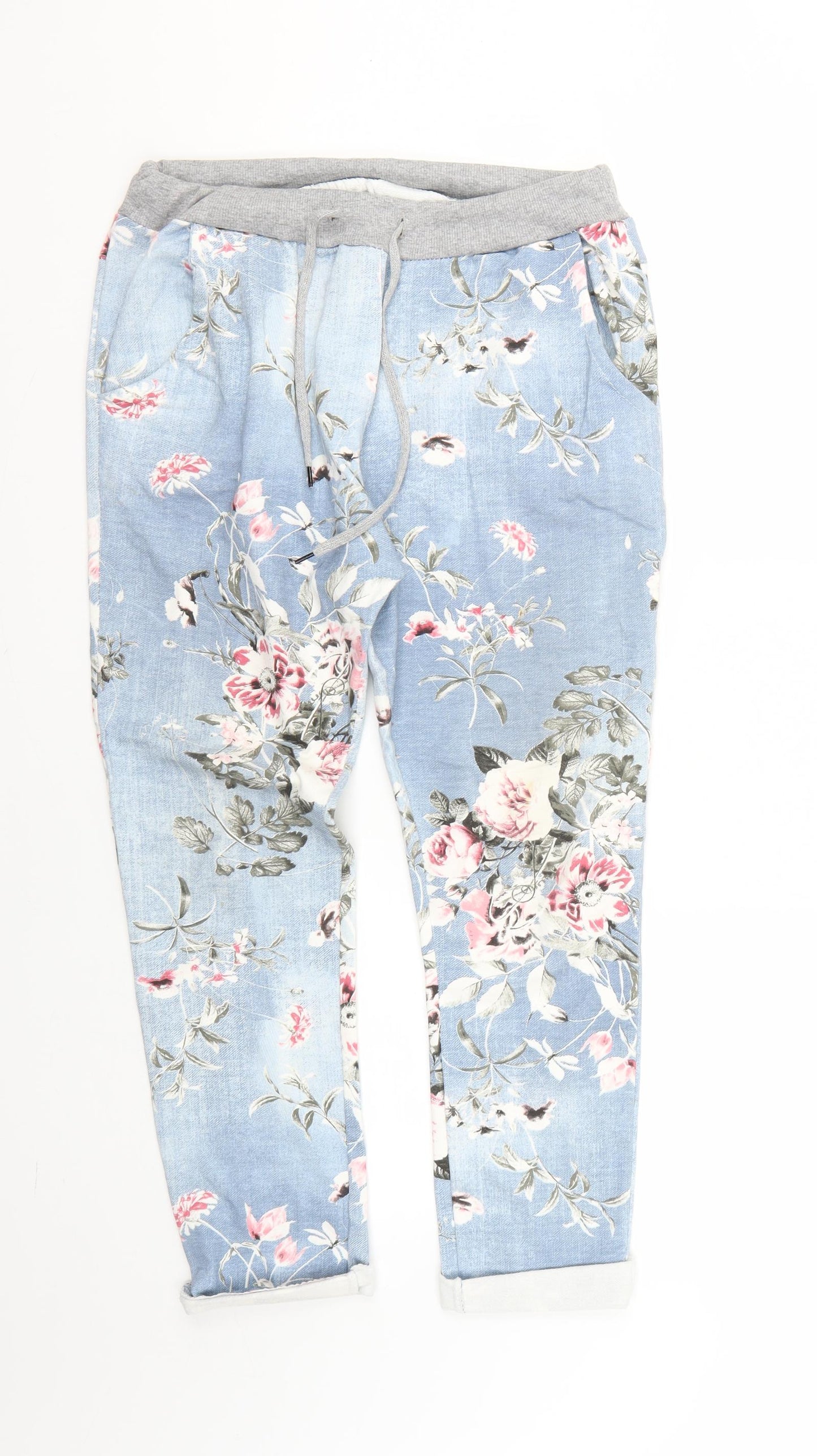 Preworn Womens Blue Floral  Jogger Trousers  L23 in