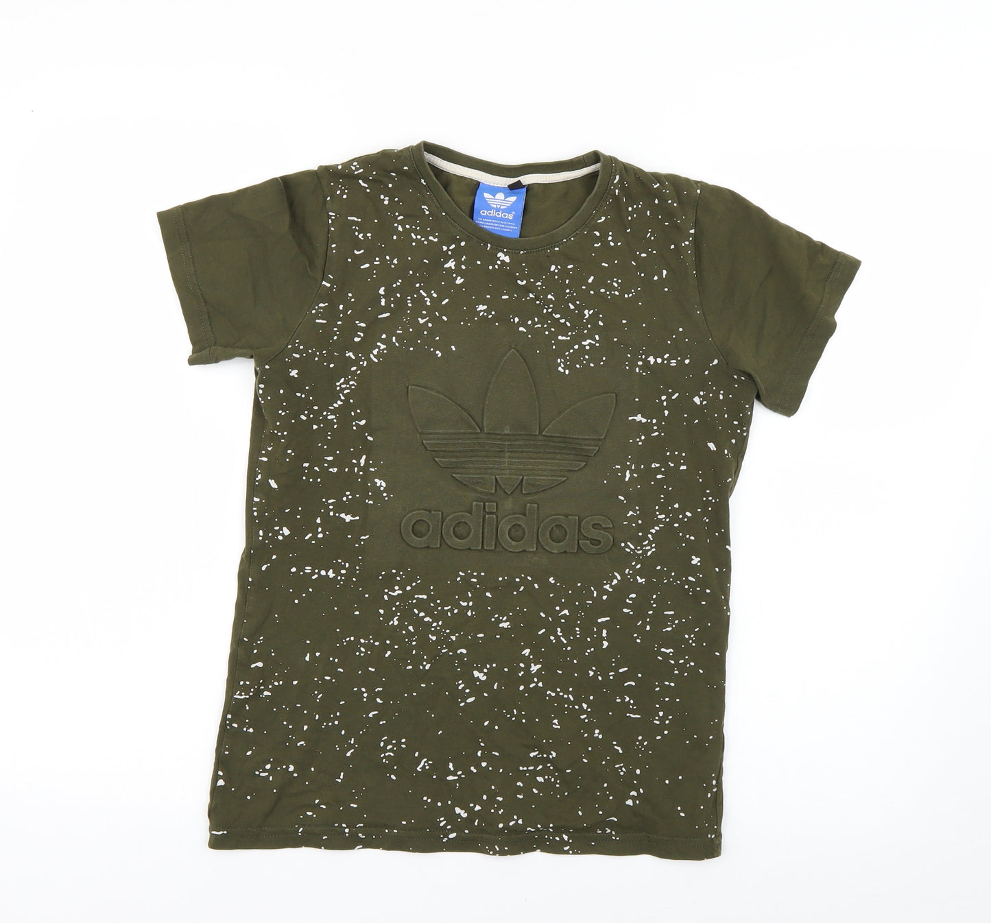 adidas Boys Green Geometric  Basic T-Shirt Size 12-13 Years
