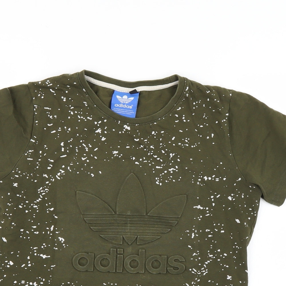 adidas Boys Green Geometric  Basic T-Shirt Size 12-13 Years