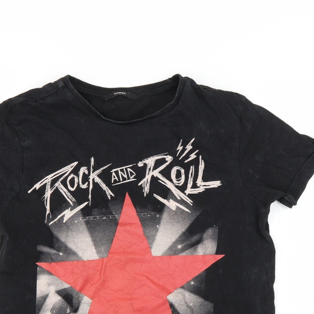 George Boys Black   Basic T-Shirt Size 10-11 Years