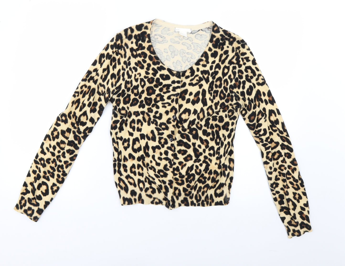 H&M Womens Brown Animal Print  Cardigan Jumper Size S