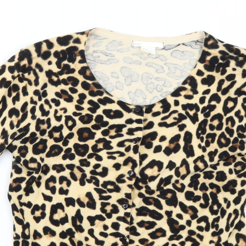 H&M Womens Brown Animal Print  Cardigan Jumper Size S