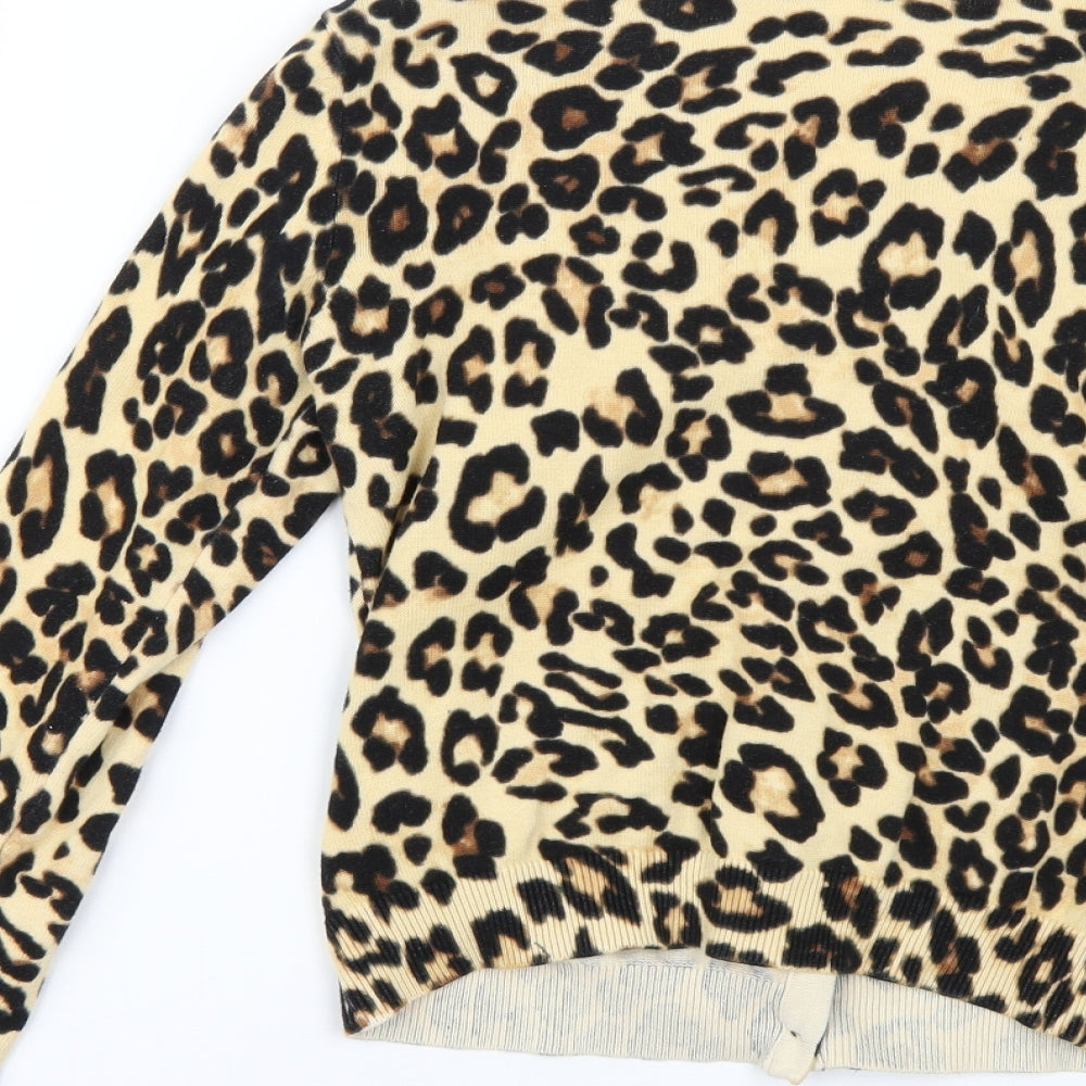 H&M Womens Brown Animal Print  Cardigan Jumper Size S