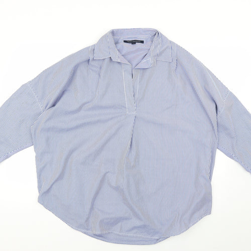 French Connection Mens Blue Striped   Dress Shirt Size M