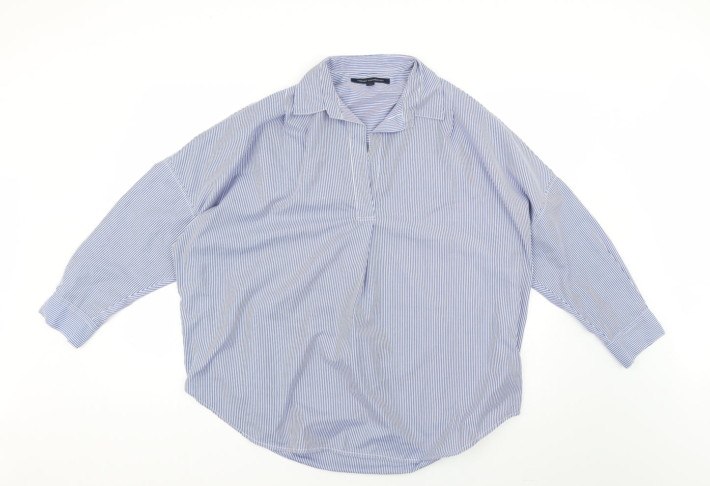 French Connection Mens Blue Striped   Dress Shirt Size M