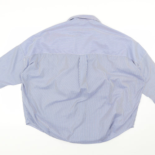 French Connection Mens Blue Striped   Dress Shirt Size M