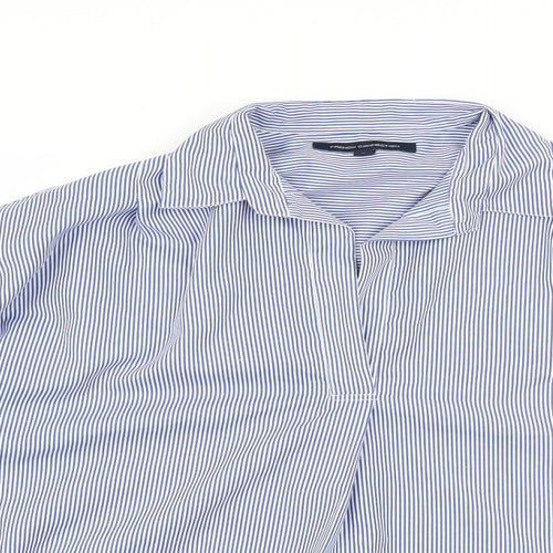 French Connection Mens Blue Striped   Dress Shirt Size M