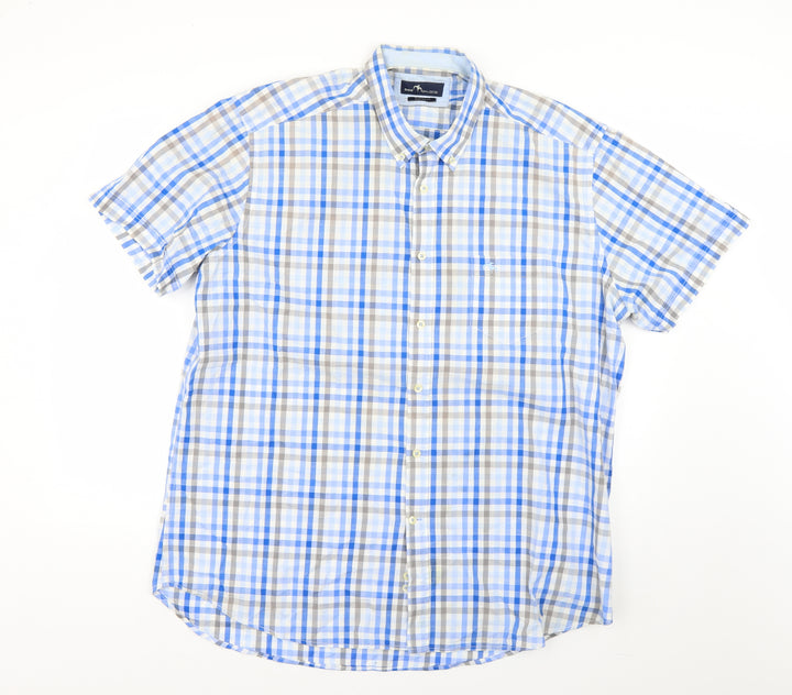 dos galgos Mens Blue Check Dress Shirt