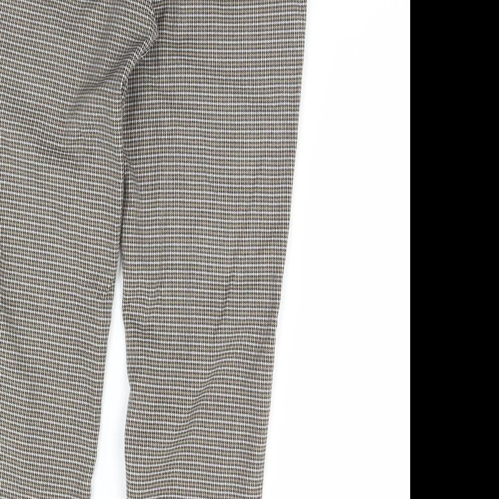 Mng Womens Beige Plaid  Trousers  Size S L30 in