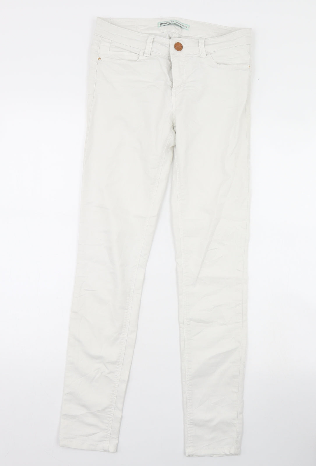 Stradivarius Womens White  Denim Skinny Jeans Size 10 L29 in