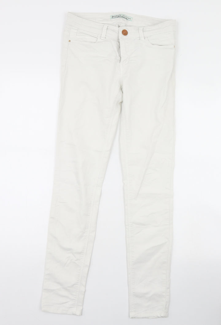 Stradivarius Womens White  Denim Skinny Jeans Size 10 L29 in
