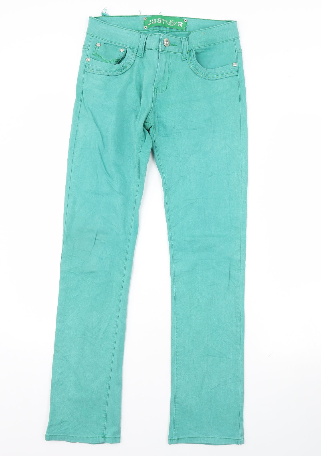 Just R Womens Green  Denim Straight Jeans Size M L29 in