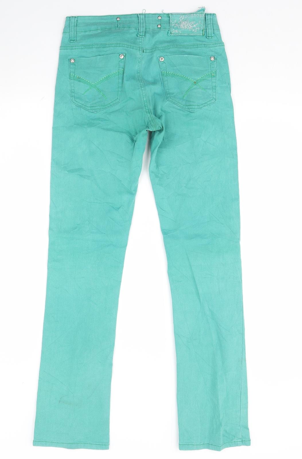 Just R Womens Green  Denim Straight Jeans Size M L29 in