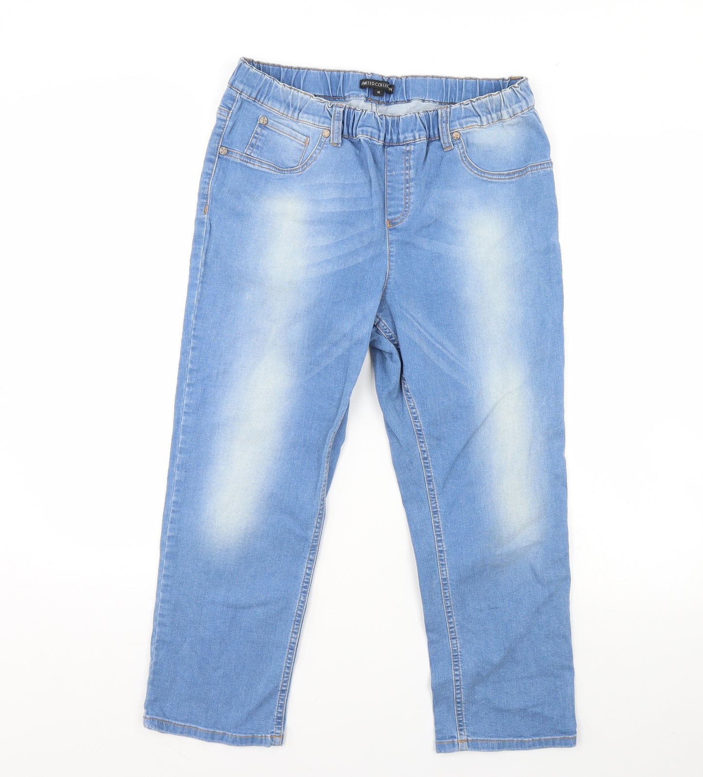 m&S Womens Blue  Denim Cropped Jeans Size 16 L24 in