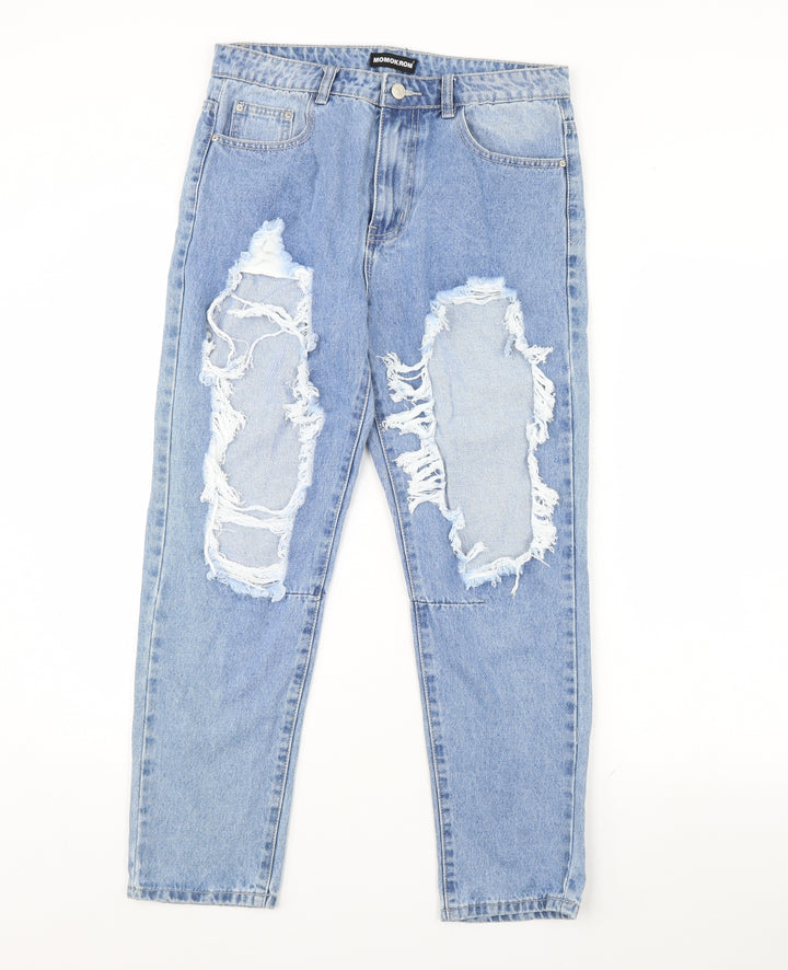 Momokrom Womens Blue  Denim Straight Jeans Size 10 L29 in