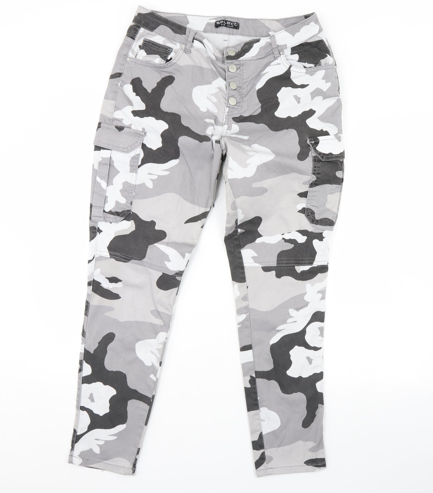 Select Womens Green Camouflage Denim Straight Jeans Size 16 L30 in